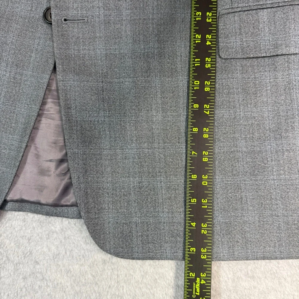 Lauren Ralph Lauren Mens 52R Silk Wool Blazer Gray Glen Plaid Sport Coat Jacket